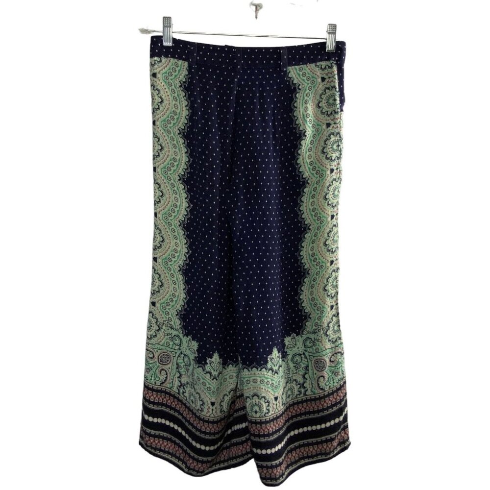 Anthropologie ELEVENSES Women Wide Leg Crop Pants Polka Dots Sz 0 Paisley 77-47 - Picture 2 of 12